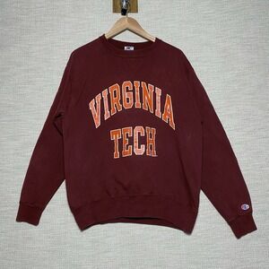 90s Virginia Tech Sweater L Crewneck Pullover Champion Spellout Hokies USA